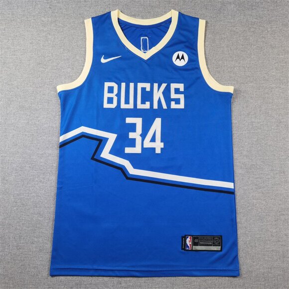 Polyester Other - Milwaukee Bucks Giannis Antetokounmpo #34 Basketball Jersey – Blue NBA Fan Tank